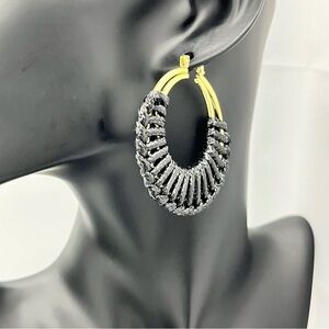 Black Woven Hoop Earrings